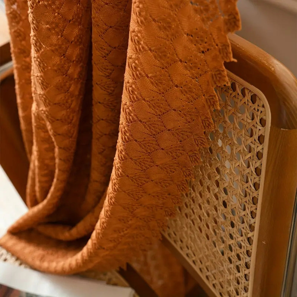 Amber Glow Boho Häkel-Fenstervorhang
