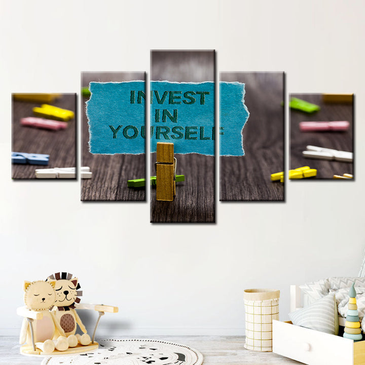 Investiere in dich selbst 5 Teile - Leinwand Wandkunst Malerei