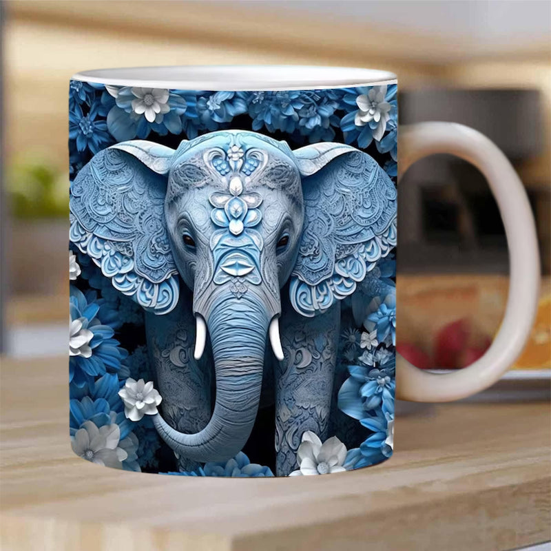 3D Elefanten Blumen Tasse | Karnz