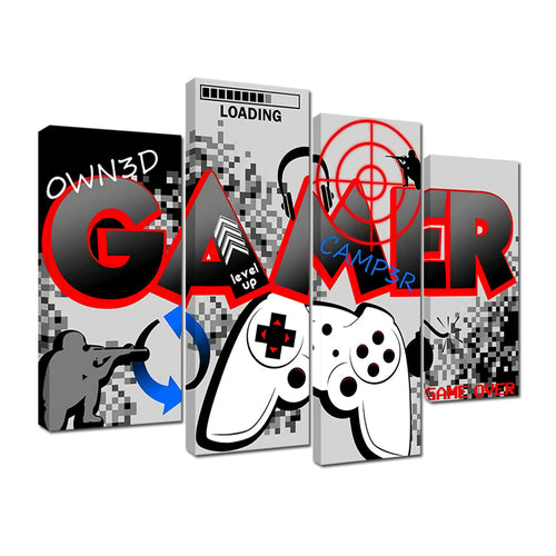 Gamer Board 4 Stück - Leinwand Wandkunst Malerei