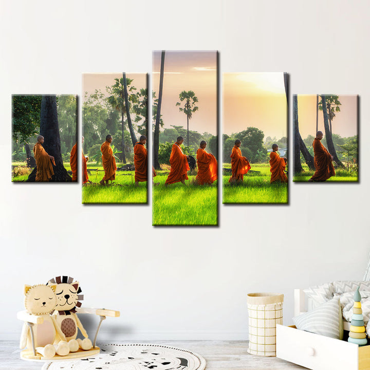 Morgen Spaziergang 5 Stück - Leinwand Wandkunst Malerei