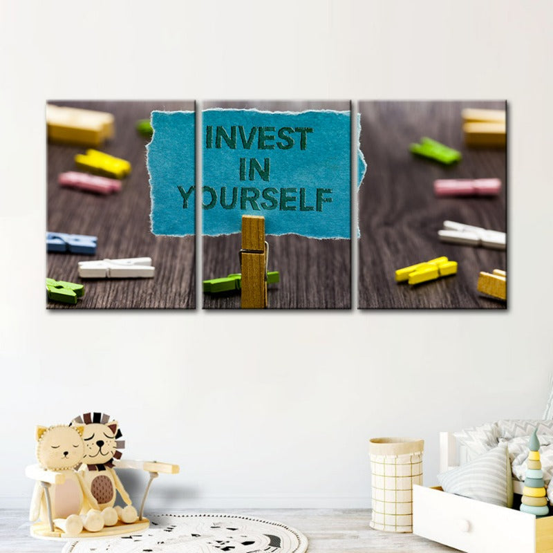 Investiere in dich selbst - Canvas Wandkunst Gemälde 3 Teile