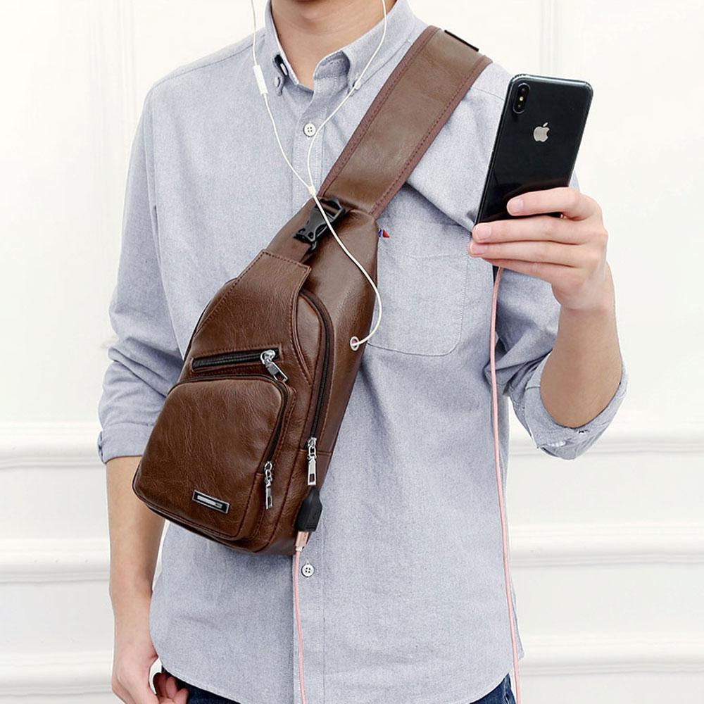 Schultertasche Crossbodytasche für Herren mit USB-Ladeanschluss | Karnz