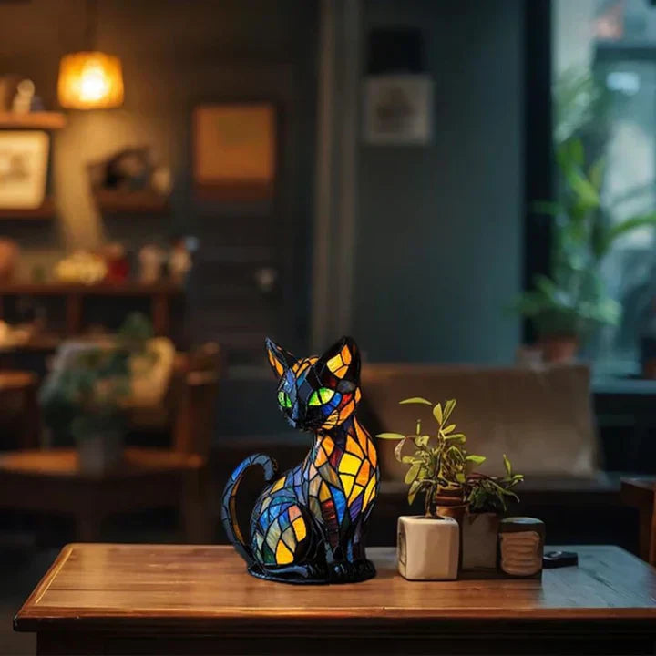 Handgefertigte, leuchtende Katzenlampe von Lumikat – Stimmungslicht und Geschenkidee