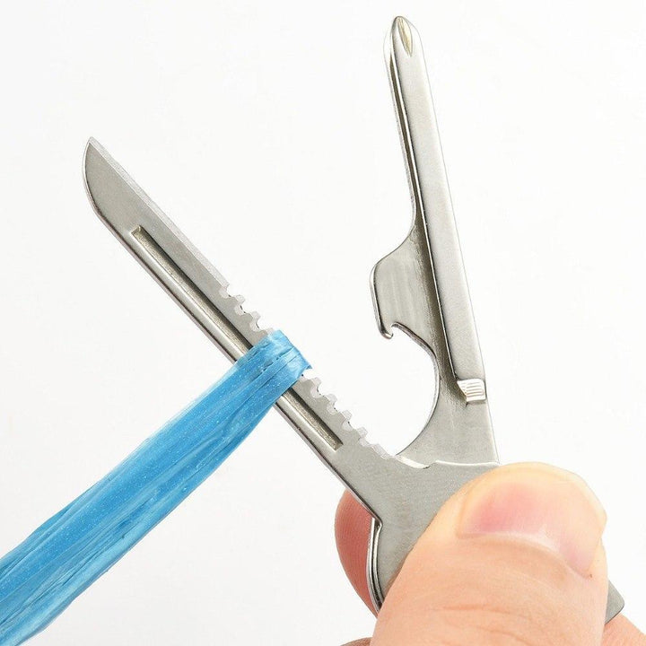 6-in-1-Schlüsselring Multifunktionswerkzeug Mini-Multitool-Schlüsselanhänger Pocket Edelstahl-Klappbar Swiss Tech Einfacher Flaschenöffner-Schlüsselanhänger | Karnz