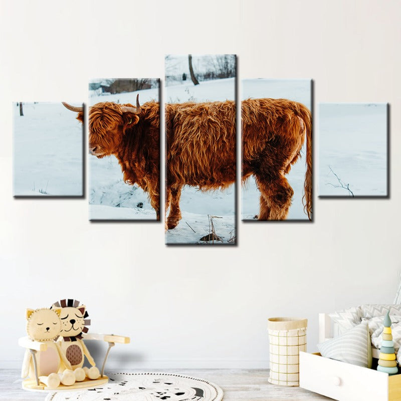 5-teilige Curly Haired Cow - Leinwand Wandkunst Gemälde