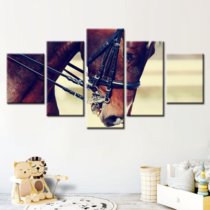 5 Stück Anmutige Halfterpferd - Leinwand Wandkunst Gemälde