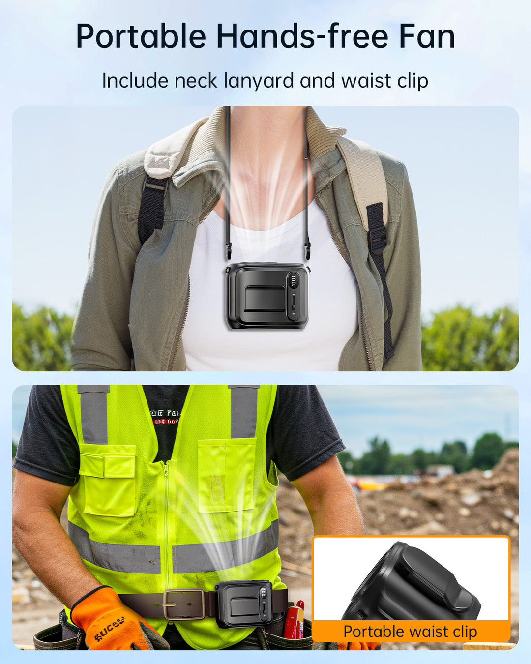 Taillenventilator Hände-frei persönlicher Nackenventilator für Outdoor-Camping | Karnz