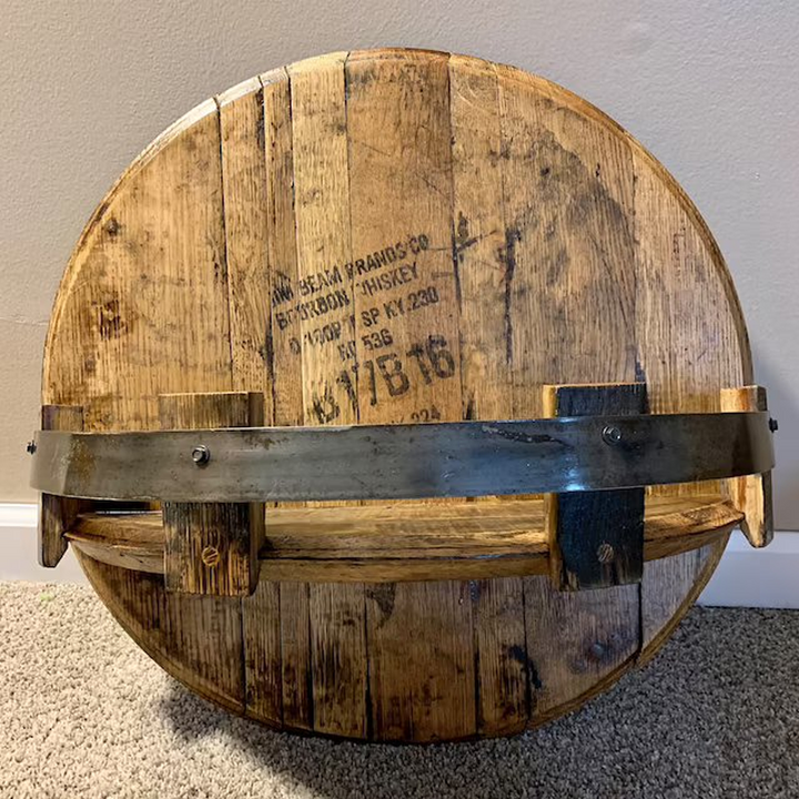 Sandsberg | Whiskeyfass Wandregal | Rustikales Massivholz-Design | Rund