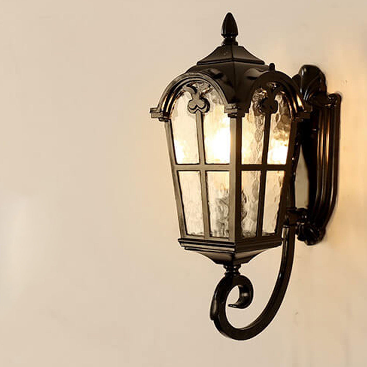 Europäische Retro-Wandlaterne aus Glas und Aluminium, wasserdicht, für den Außenbereich, 1-flammig