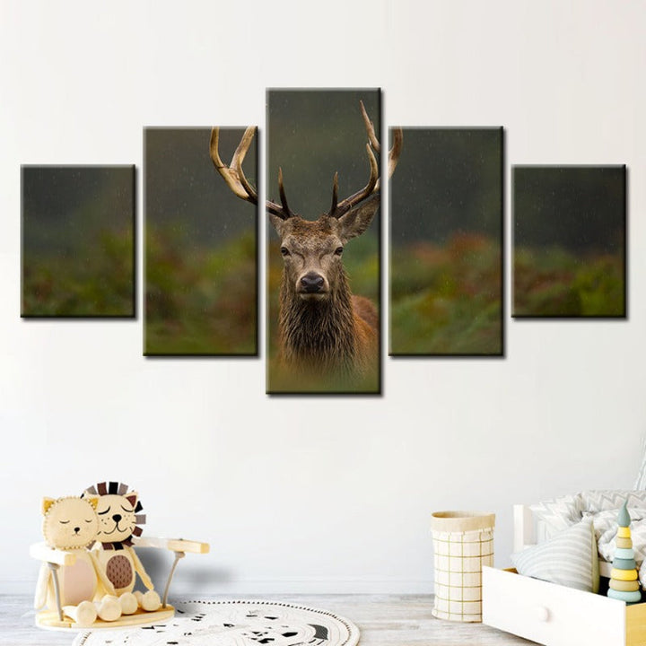 5 Stück Kuriositäten Reh Zwischen Farnen - Leinwand Wandkunst Gemälde