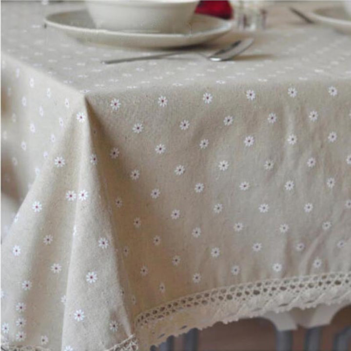 Tischdecke aus Baumwollleinen mit Gänseblümchenmuster