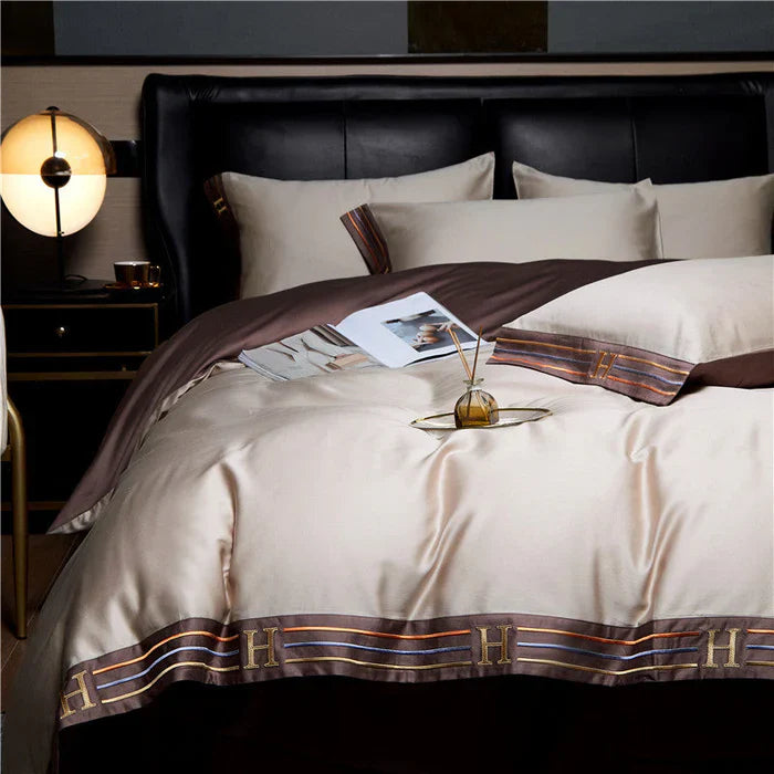 Satin Baumwolle Bestickte Bettwäsche Set - Luxora | Karnz