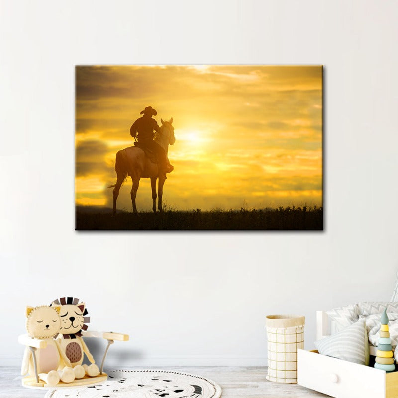 Ein Cowboy und sein Pferd - Canvas Wandkunst Gemälde