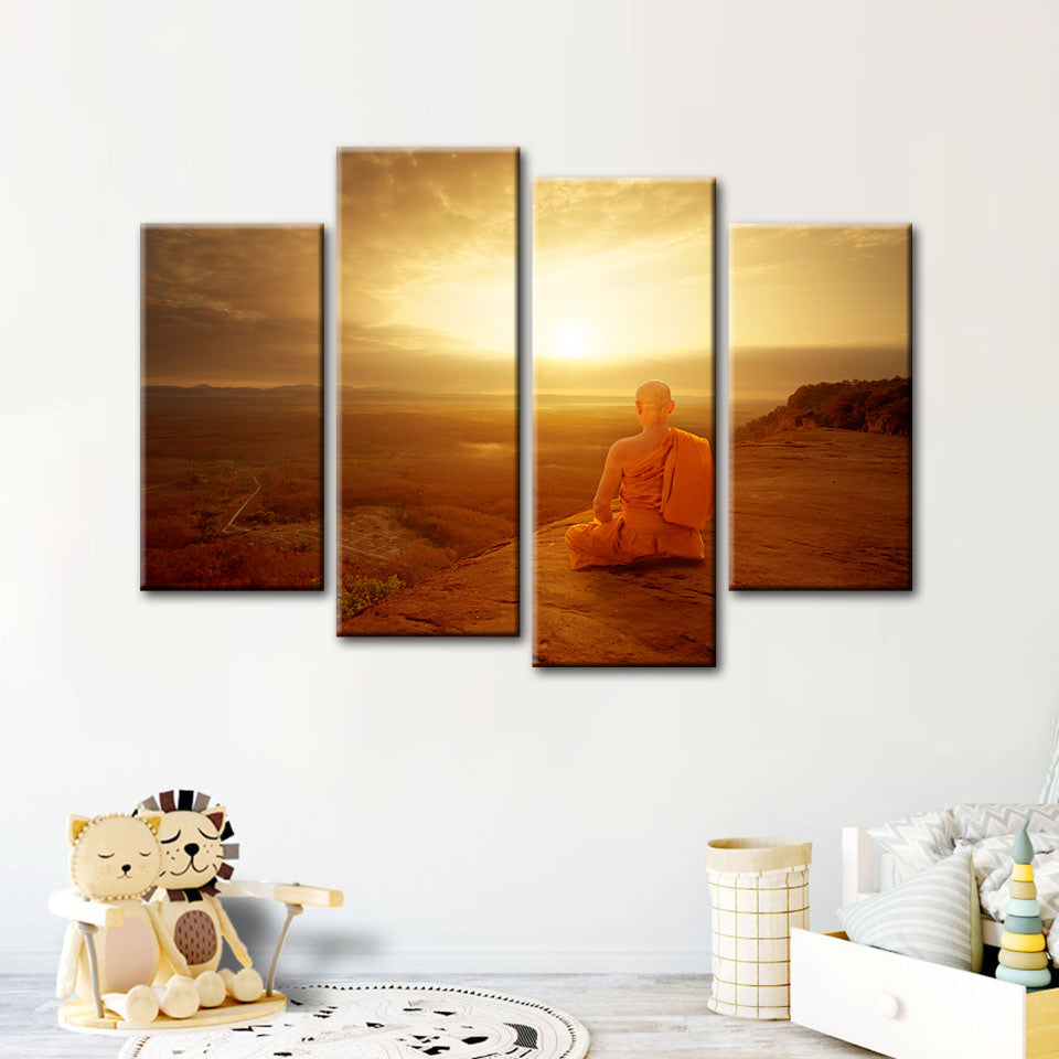 Warmer Morgen, 4-teiliges Leinwandbild