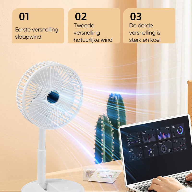 Portae Rechargeae Teleskope-Ventilator mit geräuscharmem Design und einstellbarer Höhe