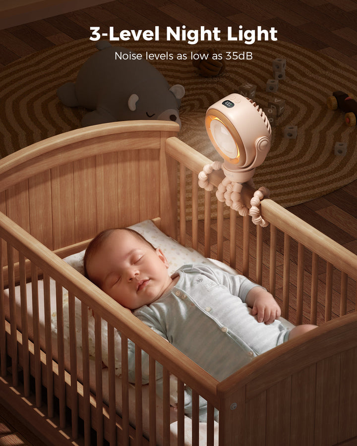 Babywagen Ventilator - 4000mAh Wiederaufladbar 4-Geschwindigkeiten | Karnz