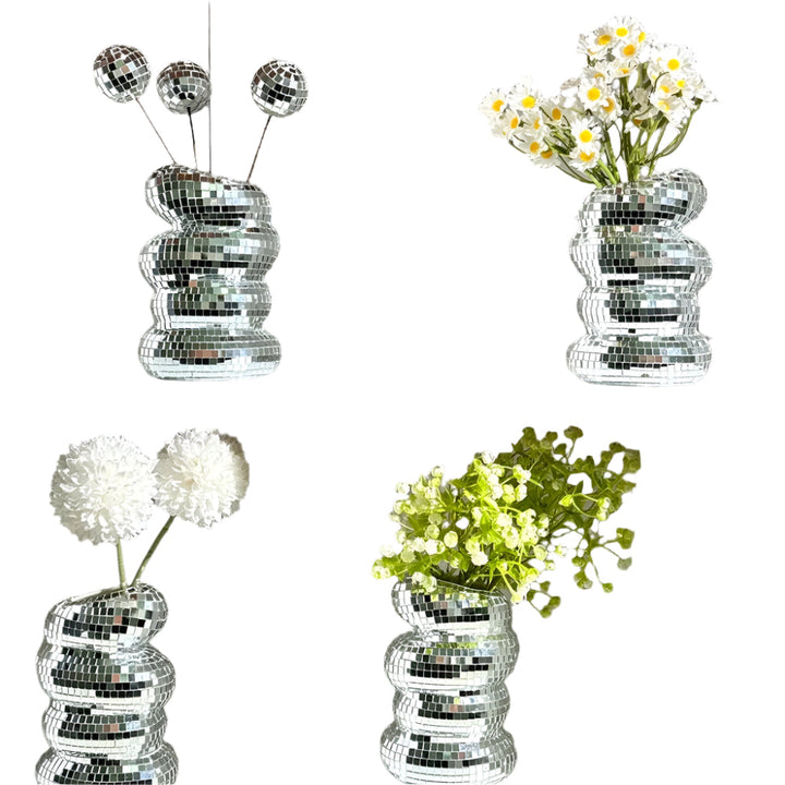 Spiegelverkleidete Disco-Vase mit retro Charme und modernem Flair Karnz
