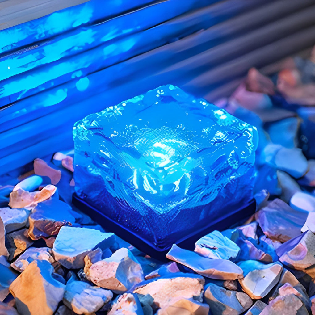 Square Creative Ice ock LED Waterproof Smart Solar Outdoor Lighting