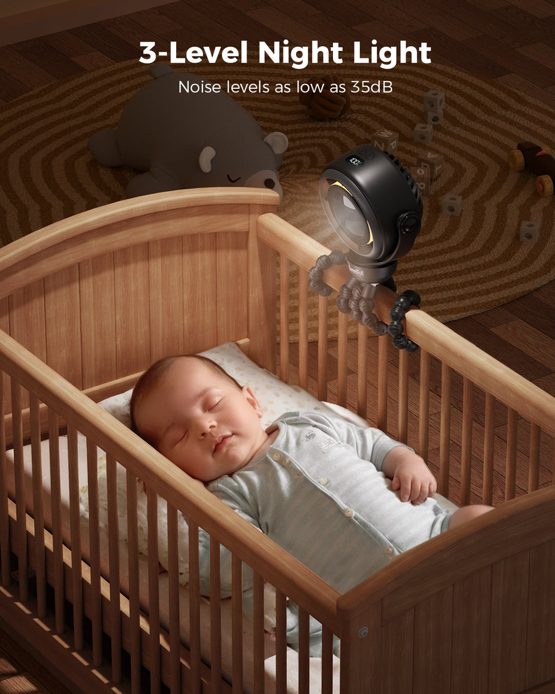 Babywagen Ventilator - 4000mAh Wiederaufladbar 4-Geschwindigkeiten | Karnz