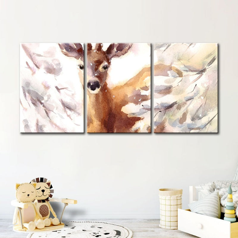Junges, elegantes Reh – Leinwandbild, 3-teilig
