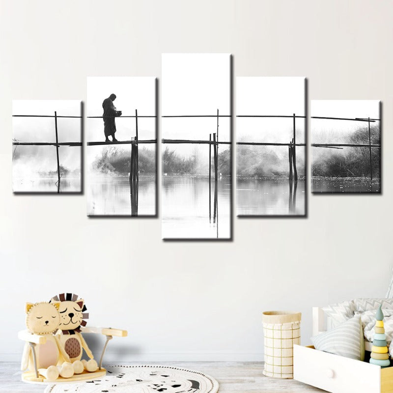 5-Teiliges Wasserbrücke - Leinwand Wandkunst Malerei