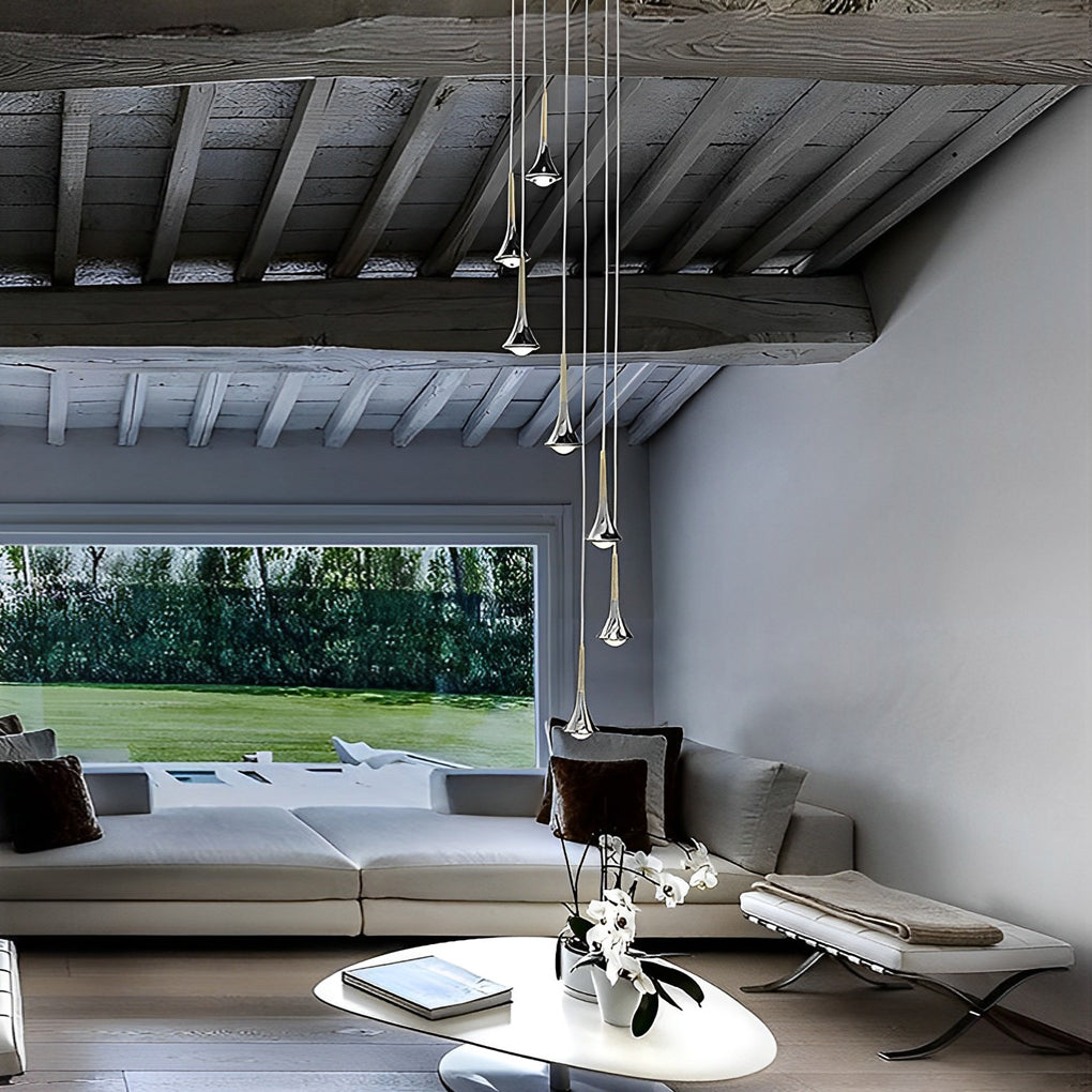 Moderne LED-Pendelleuchte in Tropfenform – Adjustae Metall-Kronleuchter für Wohnzimmer, Schlafzimmer und Esszimmer