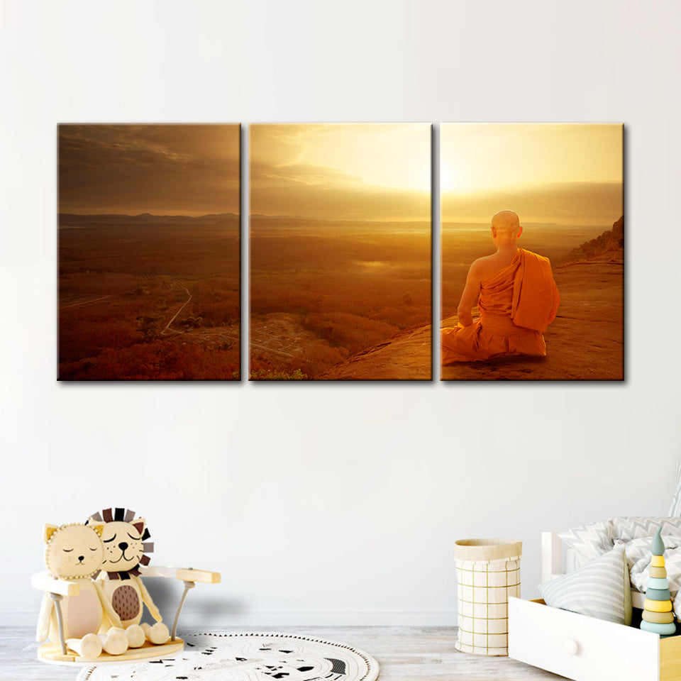 Warmer Morgen, 3-teiliges Leinwandbild