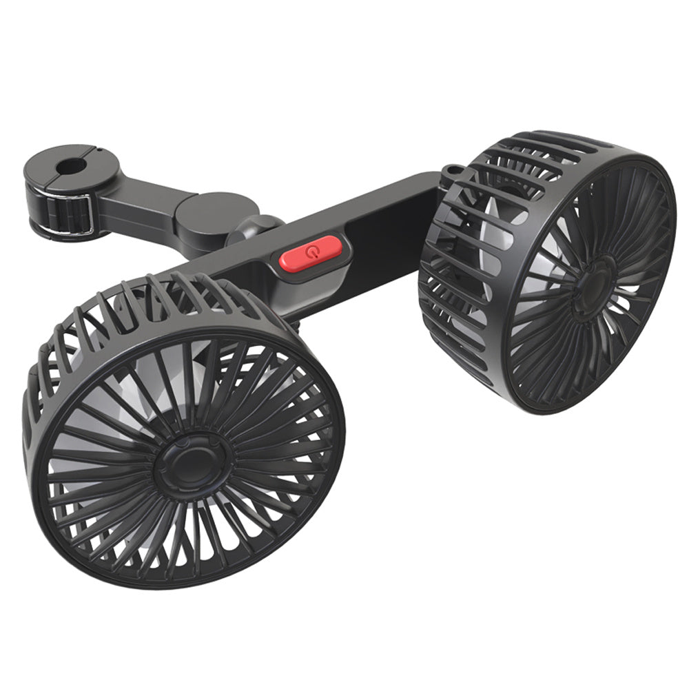 1 Pc Auto-Lüfter, Auto Kleiner Klimaanlage, Doppelseitiger Hecklüfter, Starker Wind, 360 Grad Drehung, Großes Luftvolumen, Subwoofer-Betrieb, Basis-Festklemm-Montagemethode, Geeignet für Auto Zuhause | Karnz