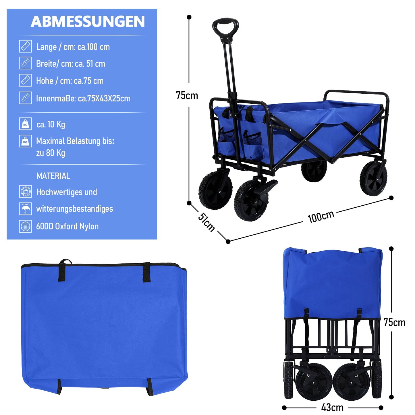 Bollerwagen Kippwagen Transportwagen 100kg Belastbarkeit | Karnz