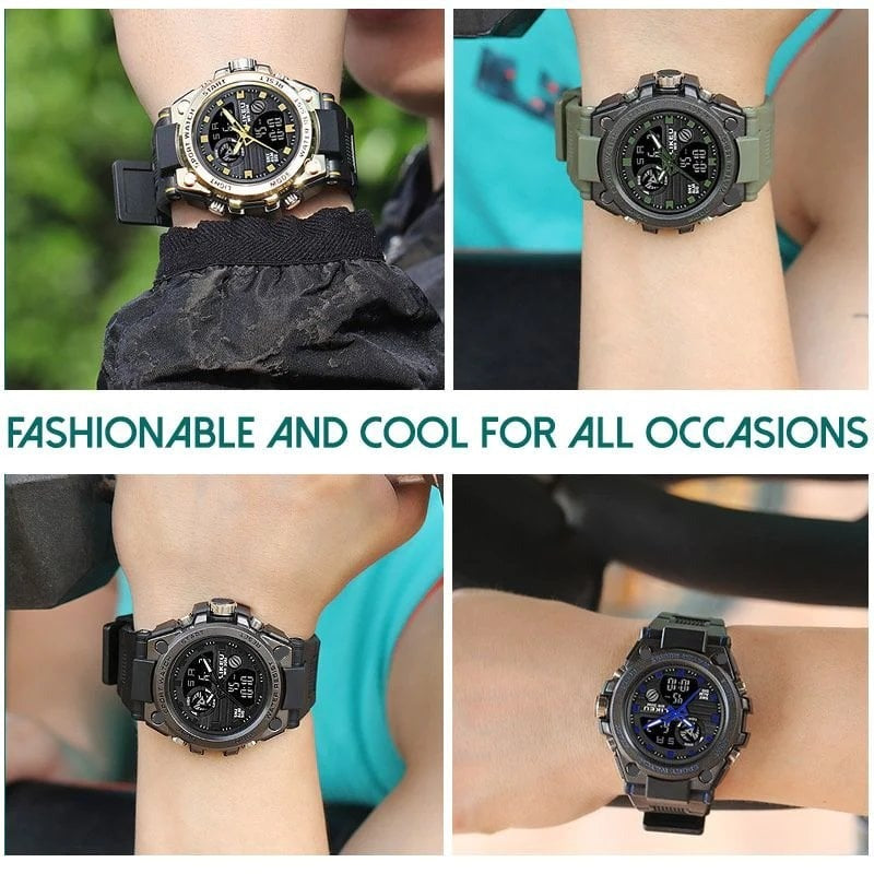 Sportliche Herrenarmbanduhr mit Dual-Display-Modus, multifunktional, wasserdicht und leuchtend
