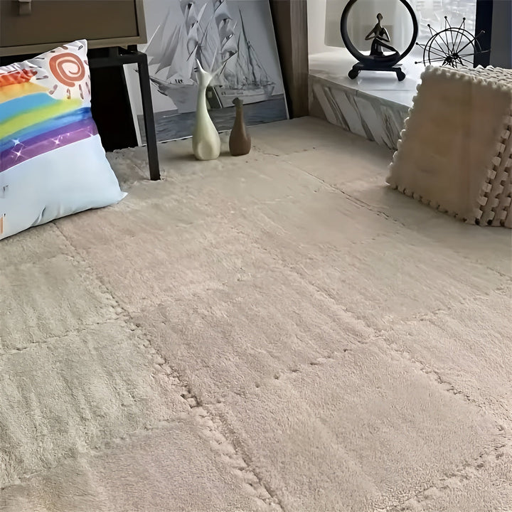 Dicker Plüschteppichmatte im Patchworkdesign – Besonders weich und warm | Ideal für Schlafzimmer und Spielzimmer | Karnz