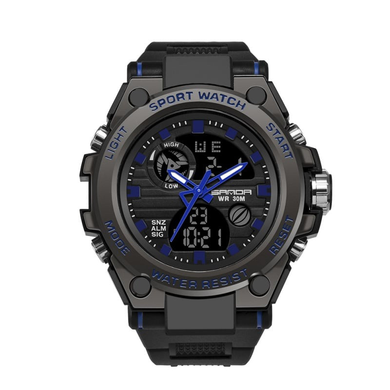 Sportliche Herrenarmbanduhr mit Dual-Display-Modus, multifunktional, wasserdicht und leuchtend