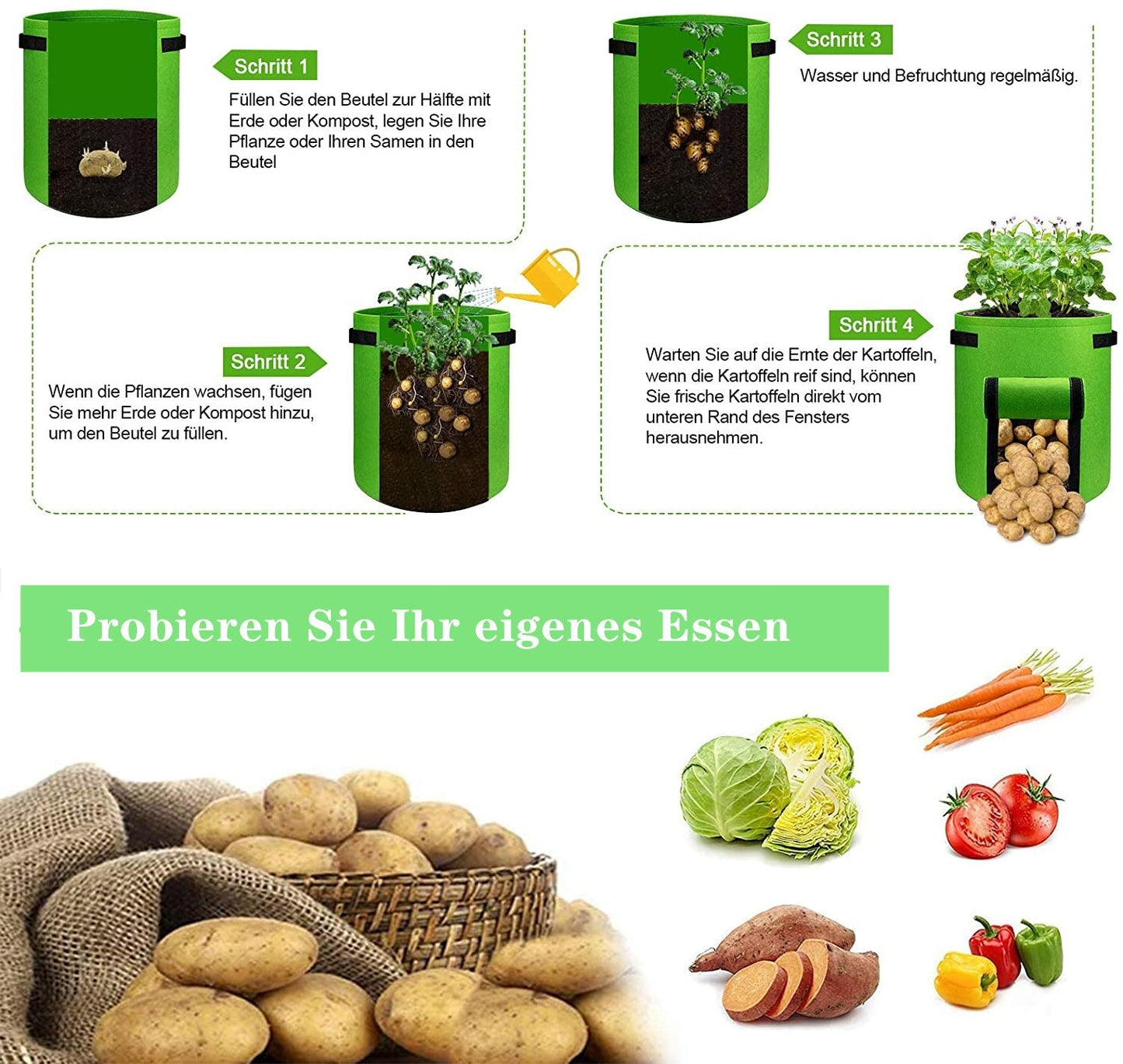 Pflanzsack Pflanztasche Pflanzenbeutel 5 Stück | Karnz