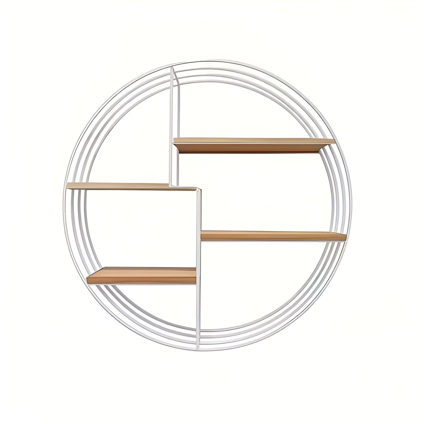 Rundes Wandregal mit 4 Ebenen – Retro-Design aus Holz und Metall | Dekoratives Hängeregal für Wohnzimmer, Badezimmer und Schlafzimmer