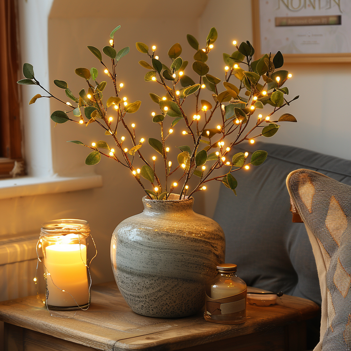 OlivaFairy Stimmungslampe mit Olivenzweigen und LED-Beleuchtung