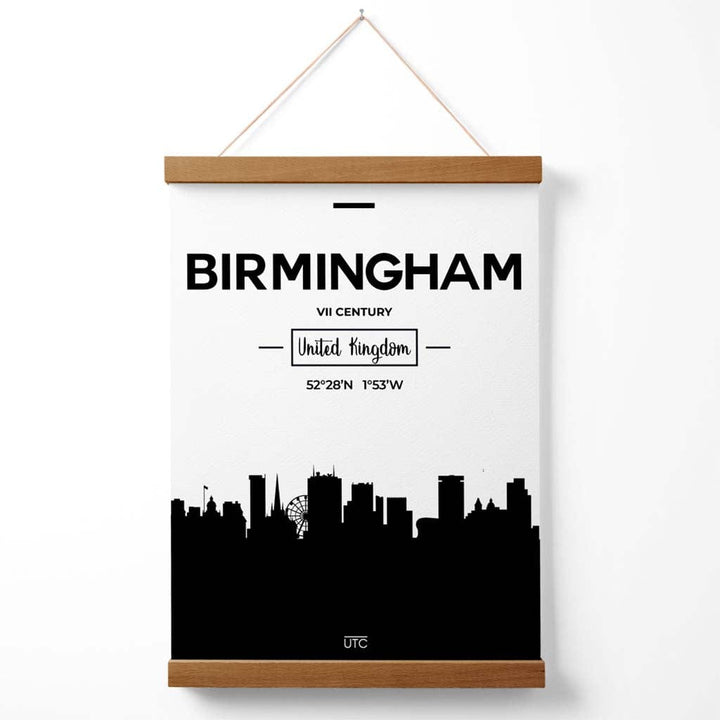 Birmingham Schwarz-Weiß-Poster mit Skyline-Motiv (inkl. Aufhänger)