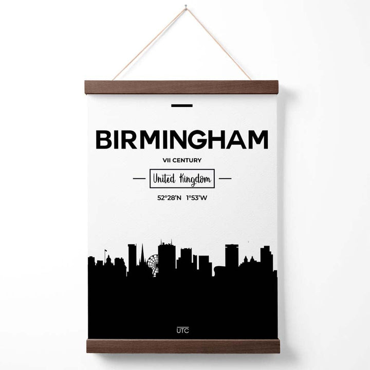 Birmingham Schwarz-Weiß-Poster mit Skyline-Motiv (inkl. Aufhänger)