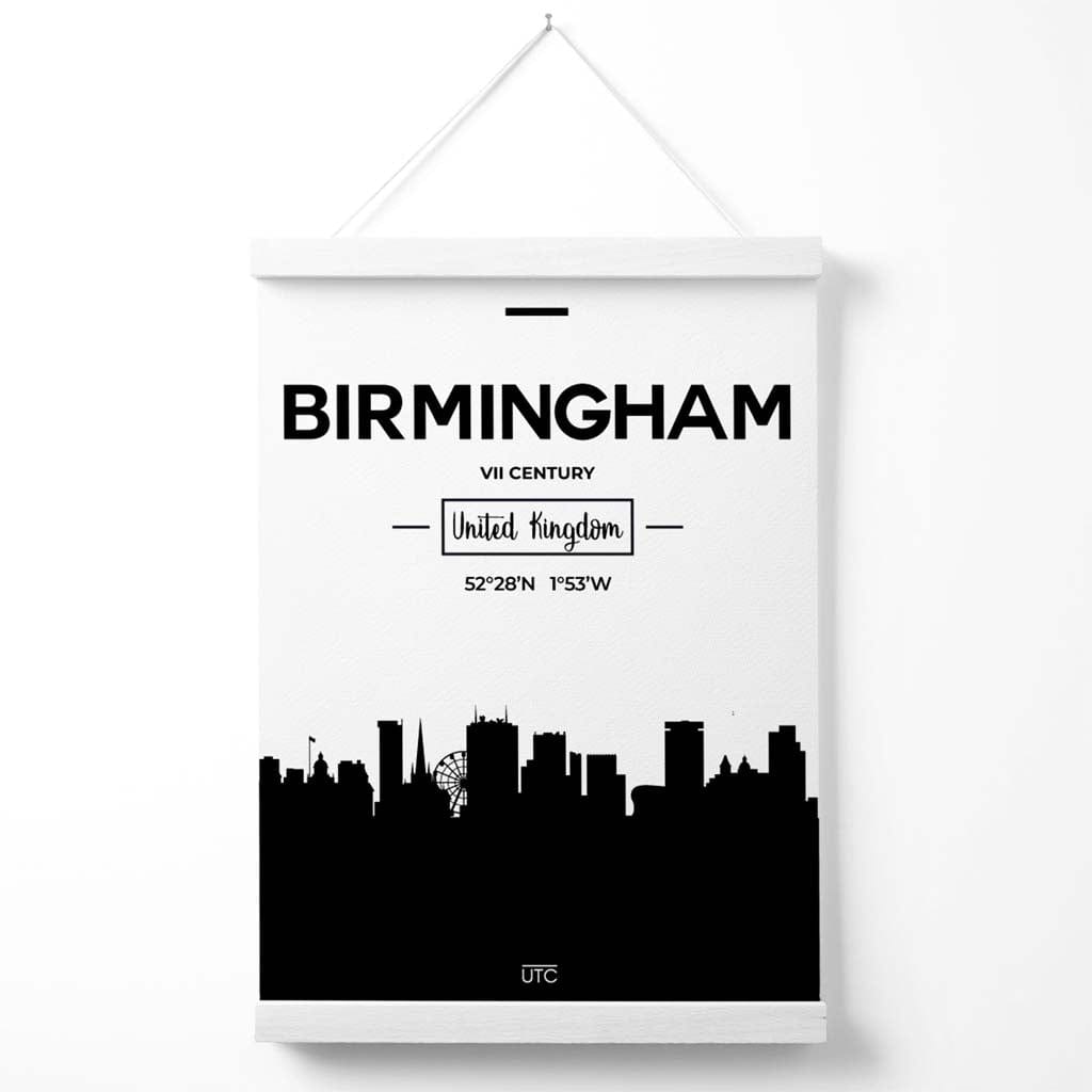 Birmingham Schwarz-Weiß-Poster mit Skyline-Motiv (inkl. Aufhänger)