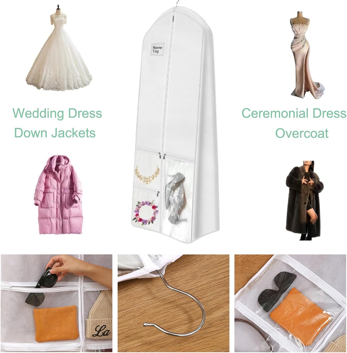 Karnz | Langes Hochzeitskleid Aufbewahrungsset – Staubdichte Hochzeitskleid Tasche (1+1 KOSTENLOS)