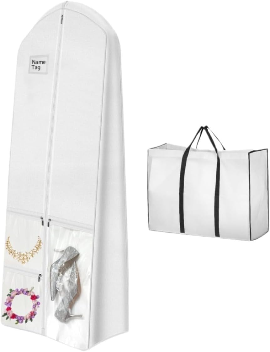 Karnz | Langes Hochzeitskleid Aufbewahrungsset – Staubdichte Hochzeitskleid Tasche (1+1 KOSTENLOS)