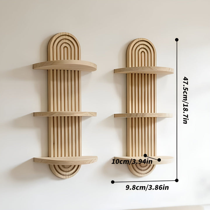 Boho Wandregal Aus Massivholz – Mehrstufig und Platzsparend | Für Wohnzimmer, Schlafzimmer und Flur | Karnz
