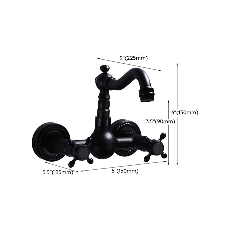 Schwarze Wandmontierte Badezimmerarmatur Amerikanischer Klassischer Weitreichender Wasserhahn