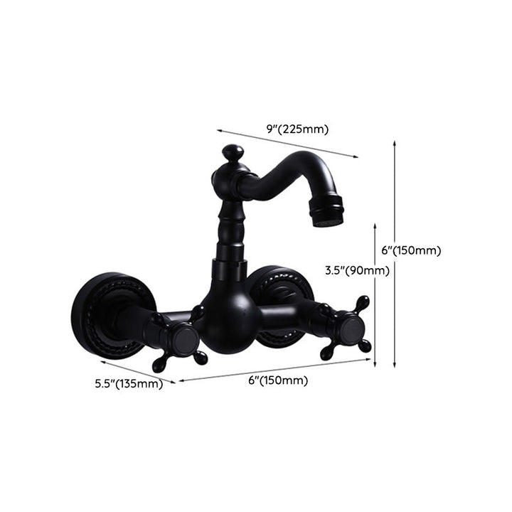 Schwarze Wandmontierte Badezimmerarmatur Amerikanischer Klassischer Weitreichender Wasserhahn