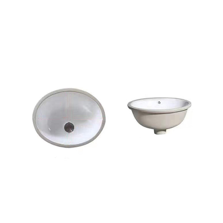 Modern Unterbauwaschbecken Oval Porzellan mit Pop-Up Abfluss
