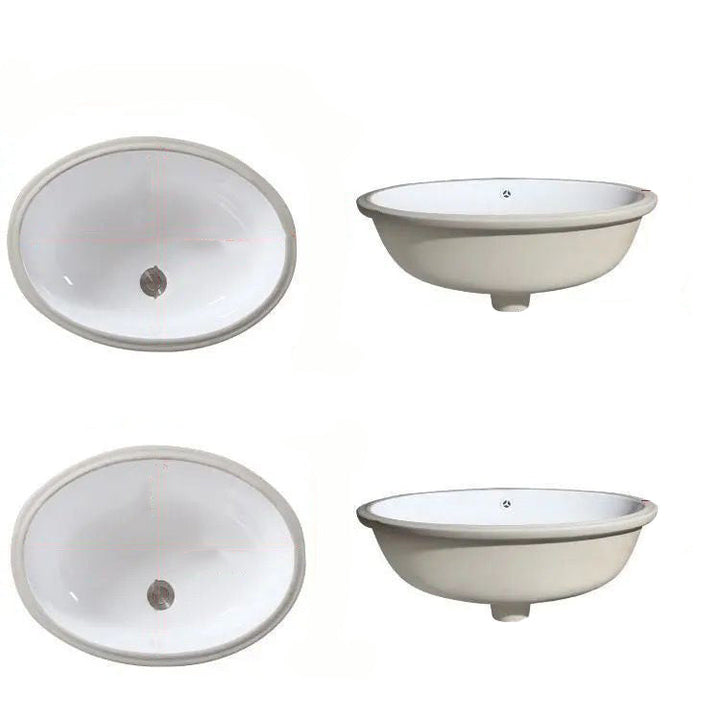 Modern Unterbauwaschbecken Oval Porzellan mit Pop-Up Abfluss