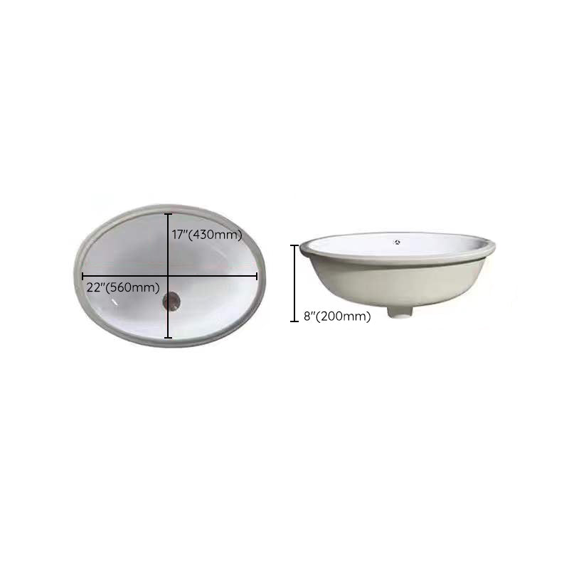 Modern Unterbauwaschbecken Oval Porzellan mit Pop-Up Abfluss