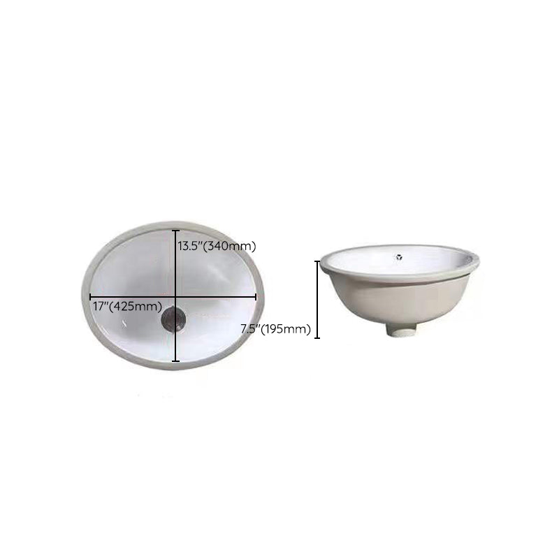 Modern Unterbauwaschbecken Oval Porzellan mit Pop-Up Abfluss