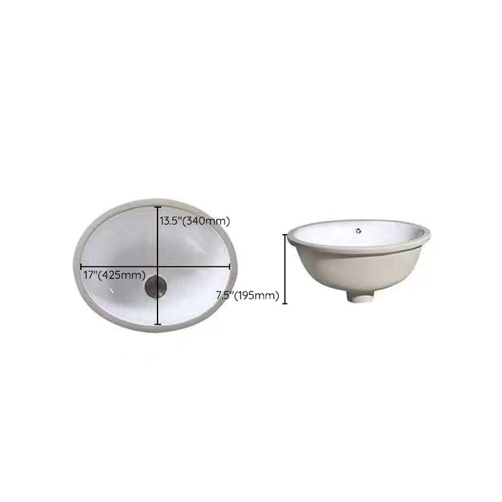 Modern Unterbauwaschbecken Oval Porzellan mit Pop-Up Abfluss