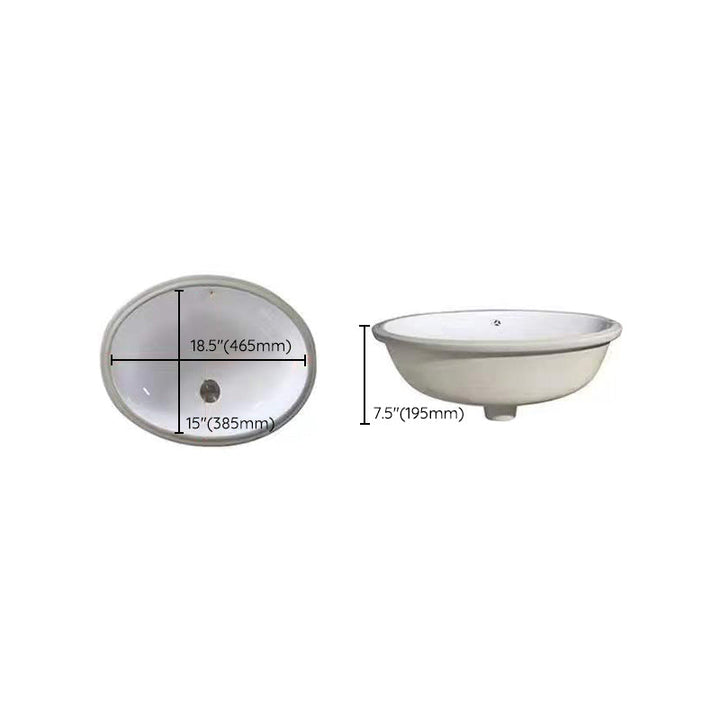 Modern Unterbauwaschbecken Oval Porzellan mit Pop-Up Abfluss